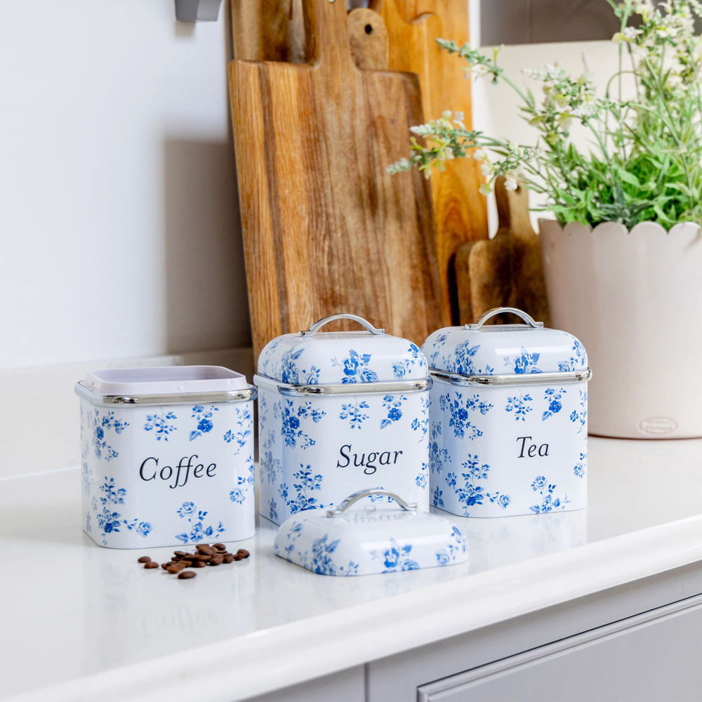 Laura Ashley Cream Floral 3 Piece Kitchen Canister Set Image 2