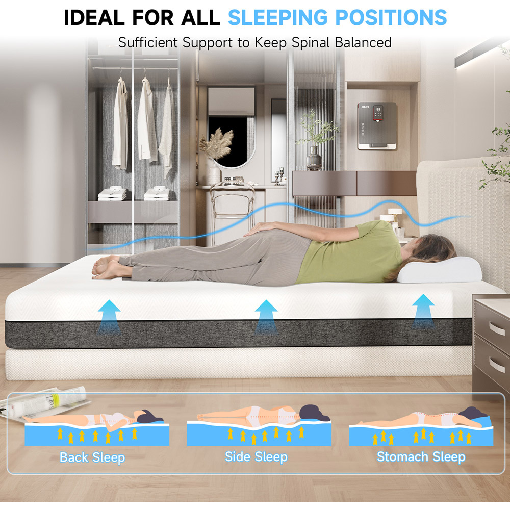 Rattrix King Size Grey Gel Memory Foam Mattress 12 inch Image 8
