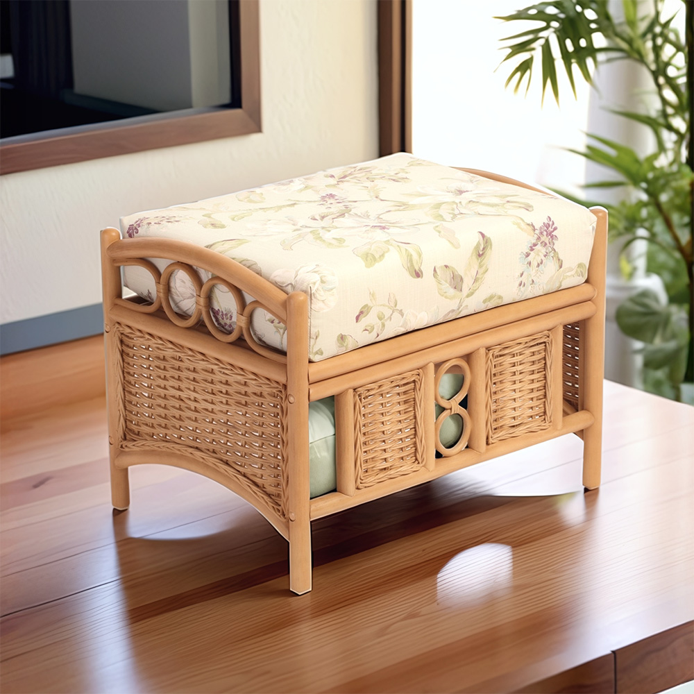 Desser Furniture Vale Wicker Lily Light Oak Footstool Image 5