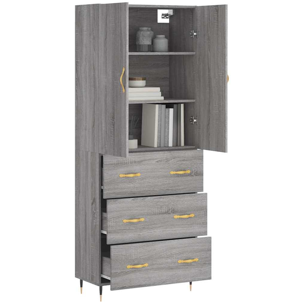 vidaXL 2 Door 3 Drawer Grey Sonoma Tall Highboard Image 3