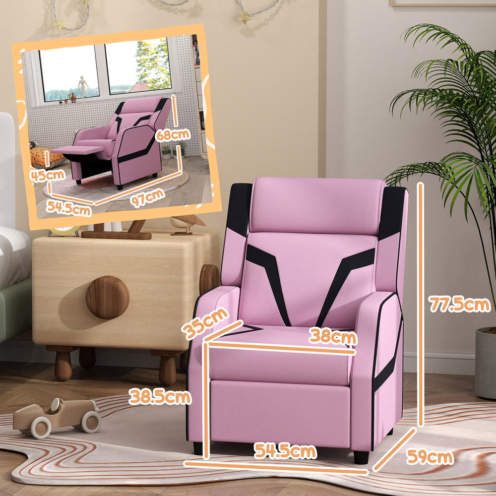 AIYAPLAY 2 in 1 Pink PU Leather Kids Recliner Image 8