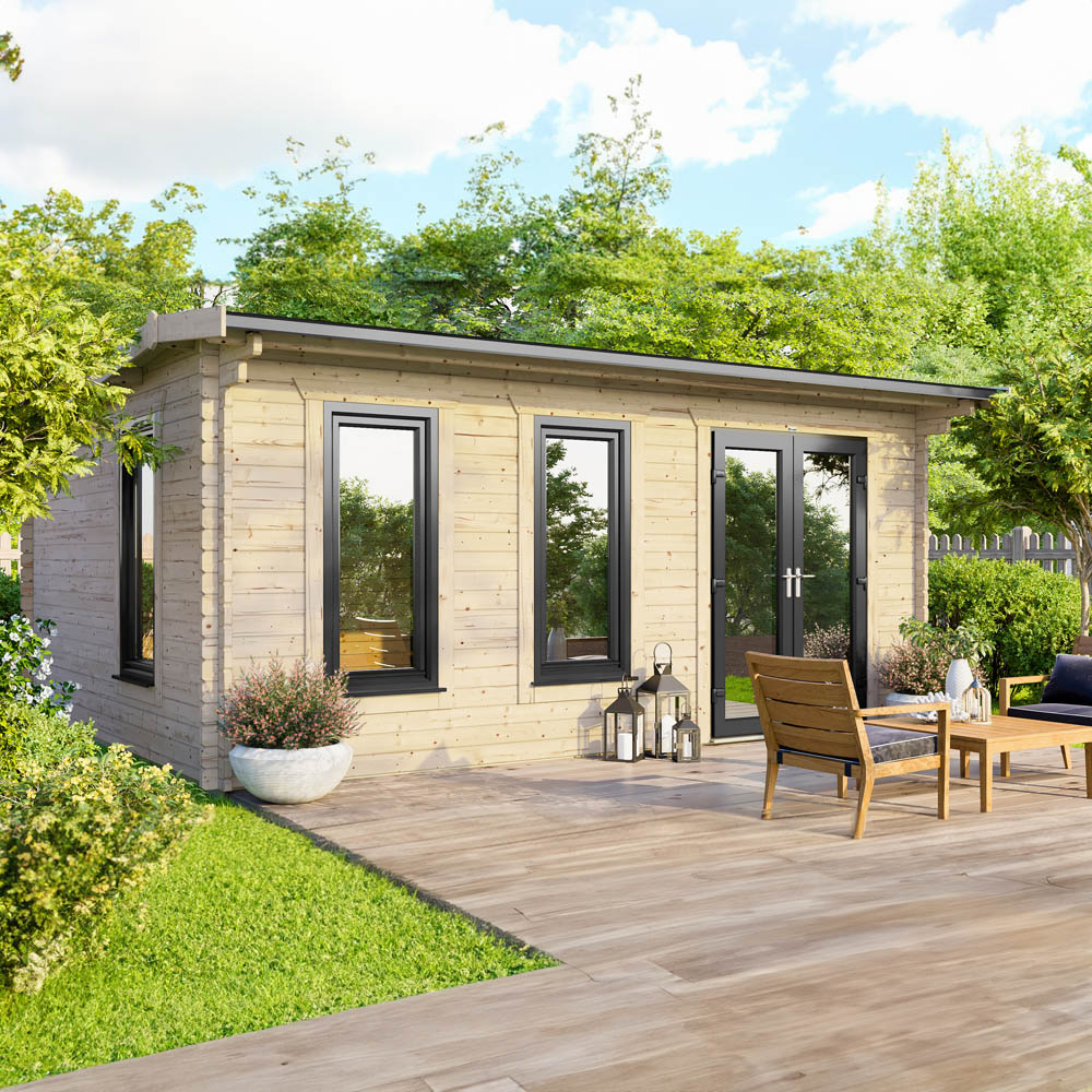 Power Sheds 18 x 12ft Right Double Door Apex Log Cabin Image 2