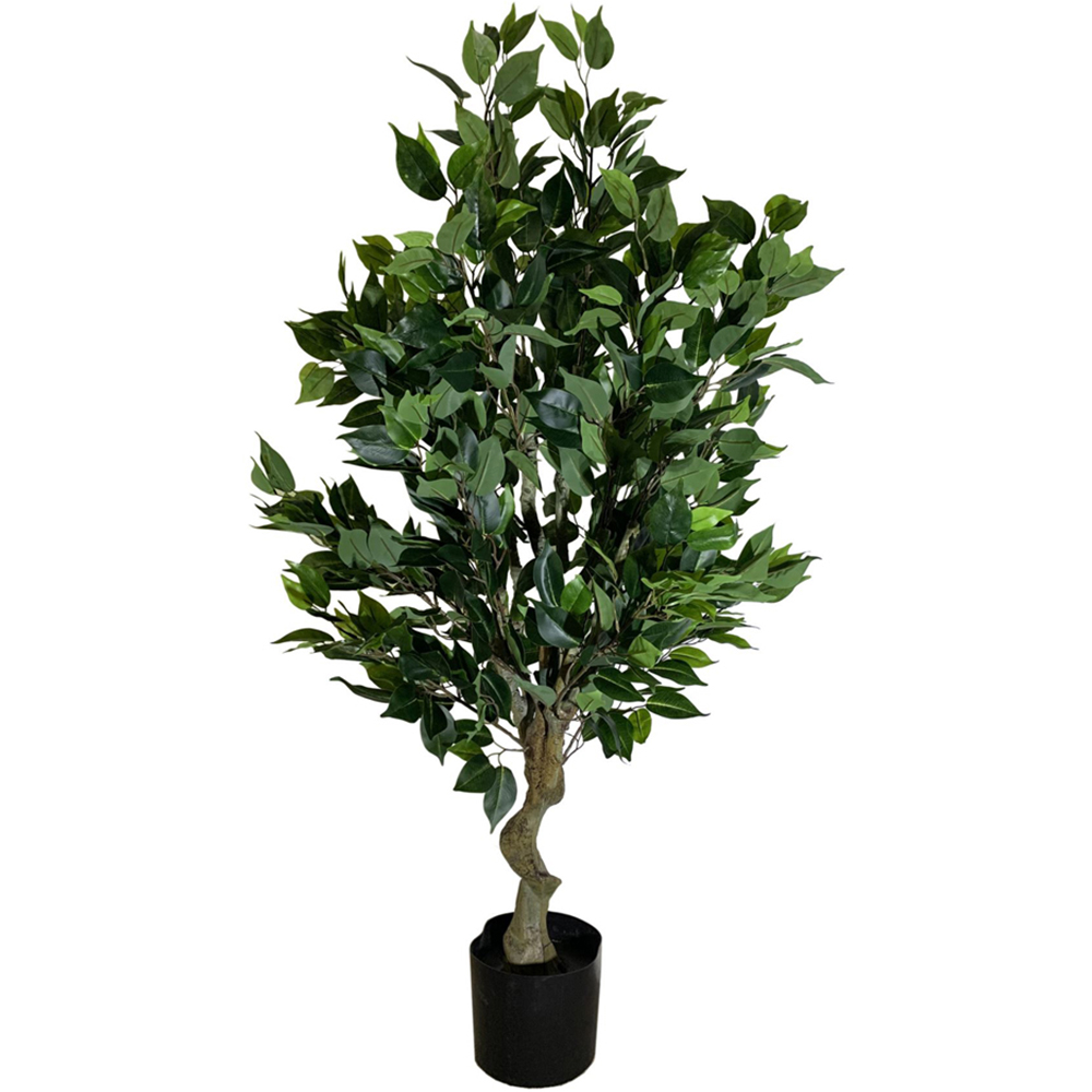 Leaf Realistic Ficus Bush Artificial Plant in Gold Planter 100cm Image 2