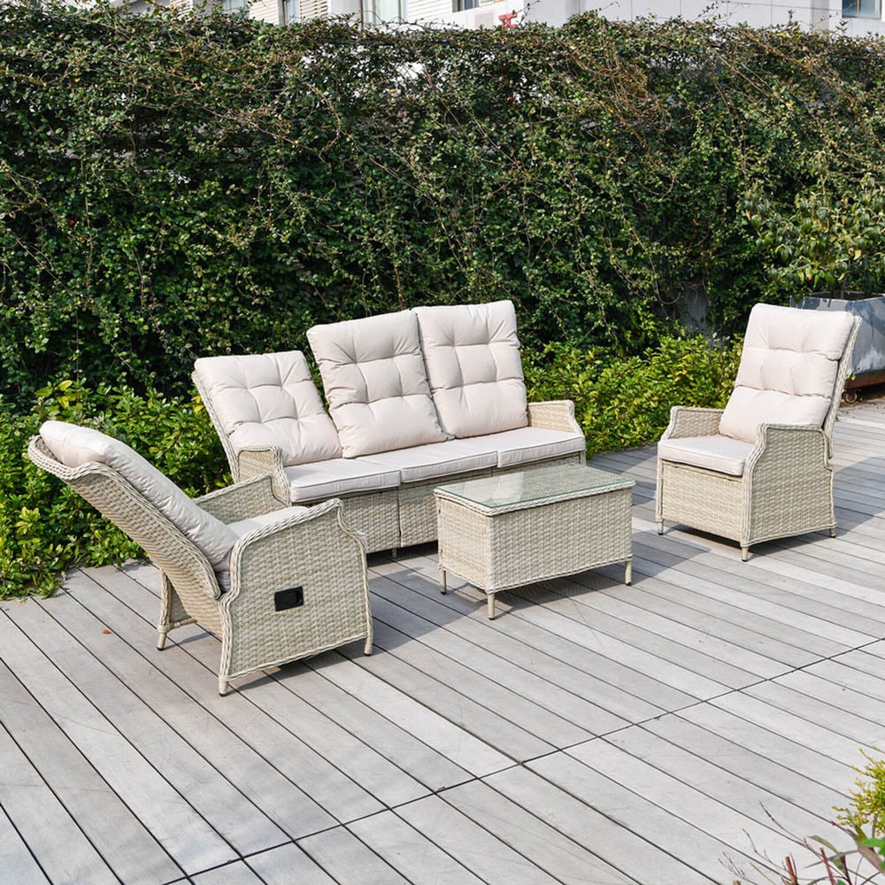 Chilton Reclining Sofa Set Cream Image 8