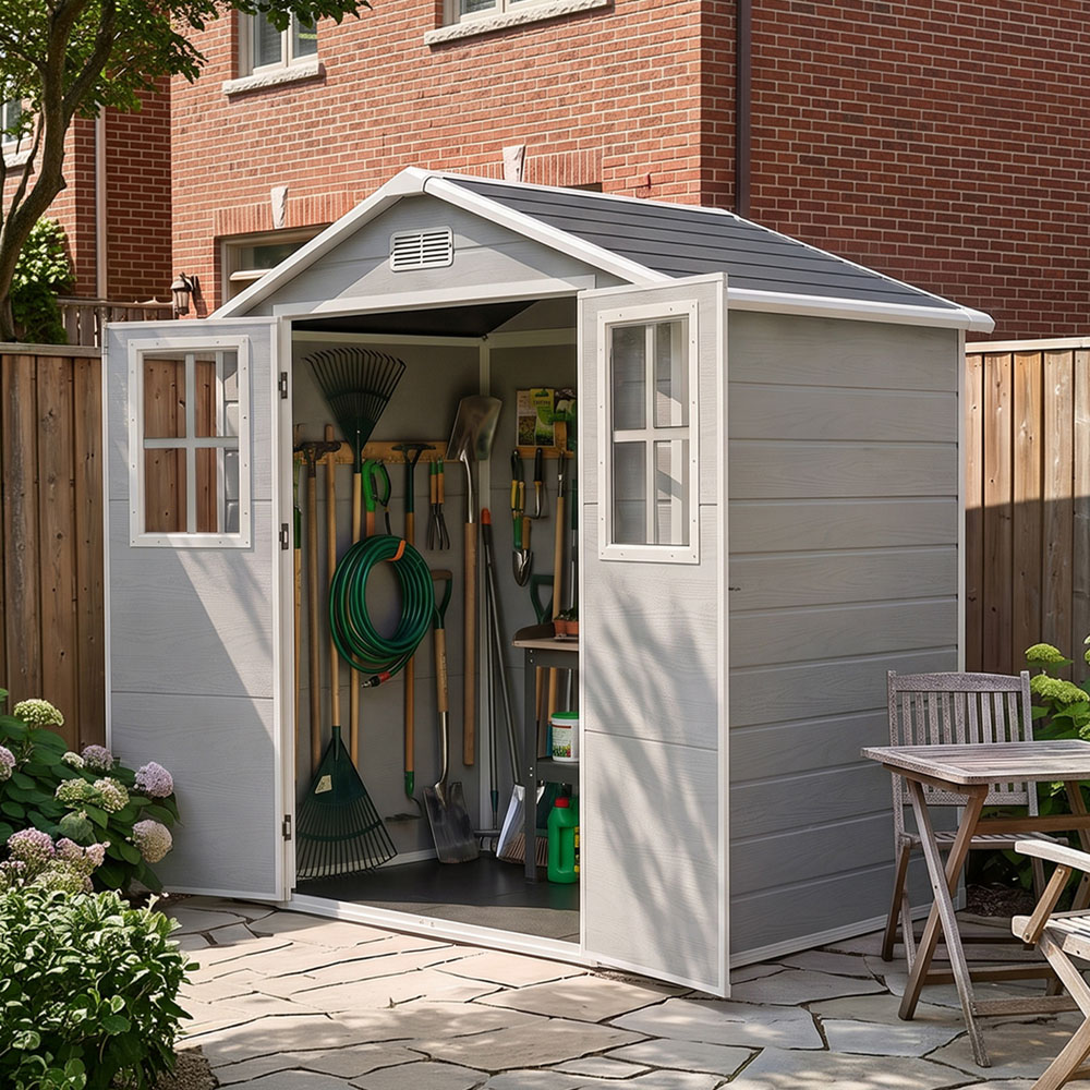 Living and Home 6 x 4ft Plastic Garden Storage Shed with Floor Image 7