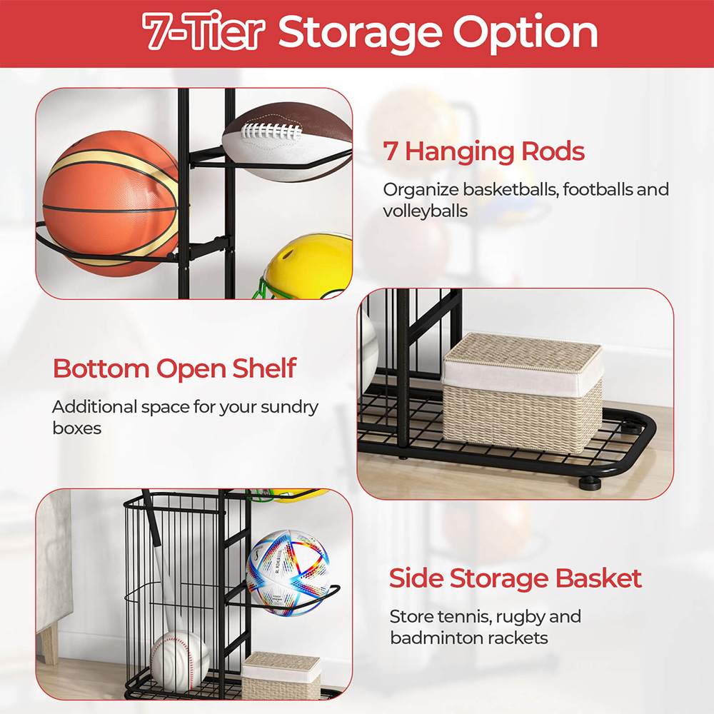 Costway 7 Tier Ball Storage Rack Image 5