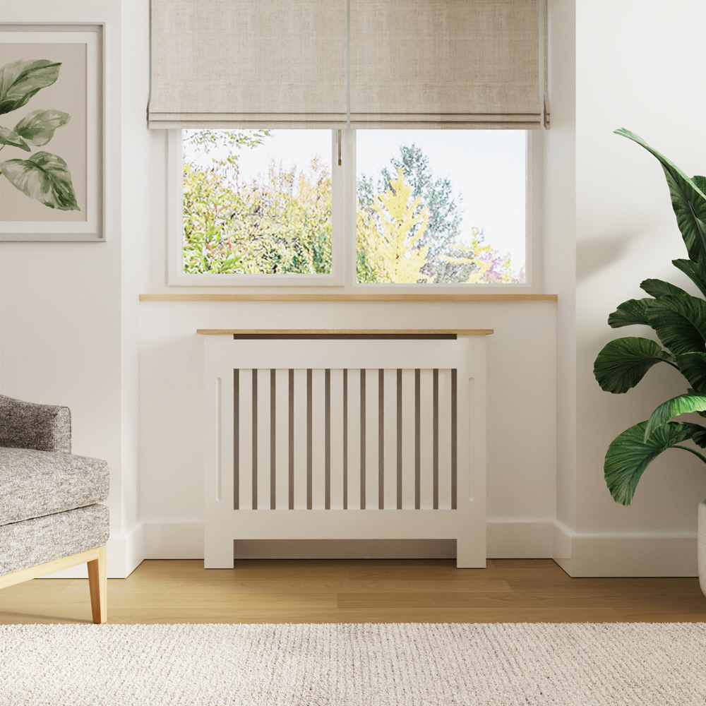GFW Longslow Classic White Vertical Slat Radiator Cover Medium Image 5