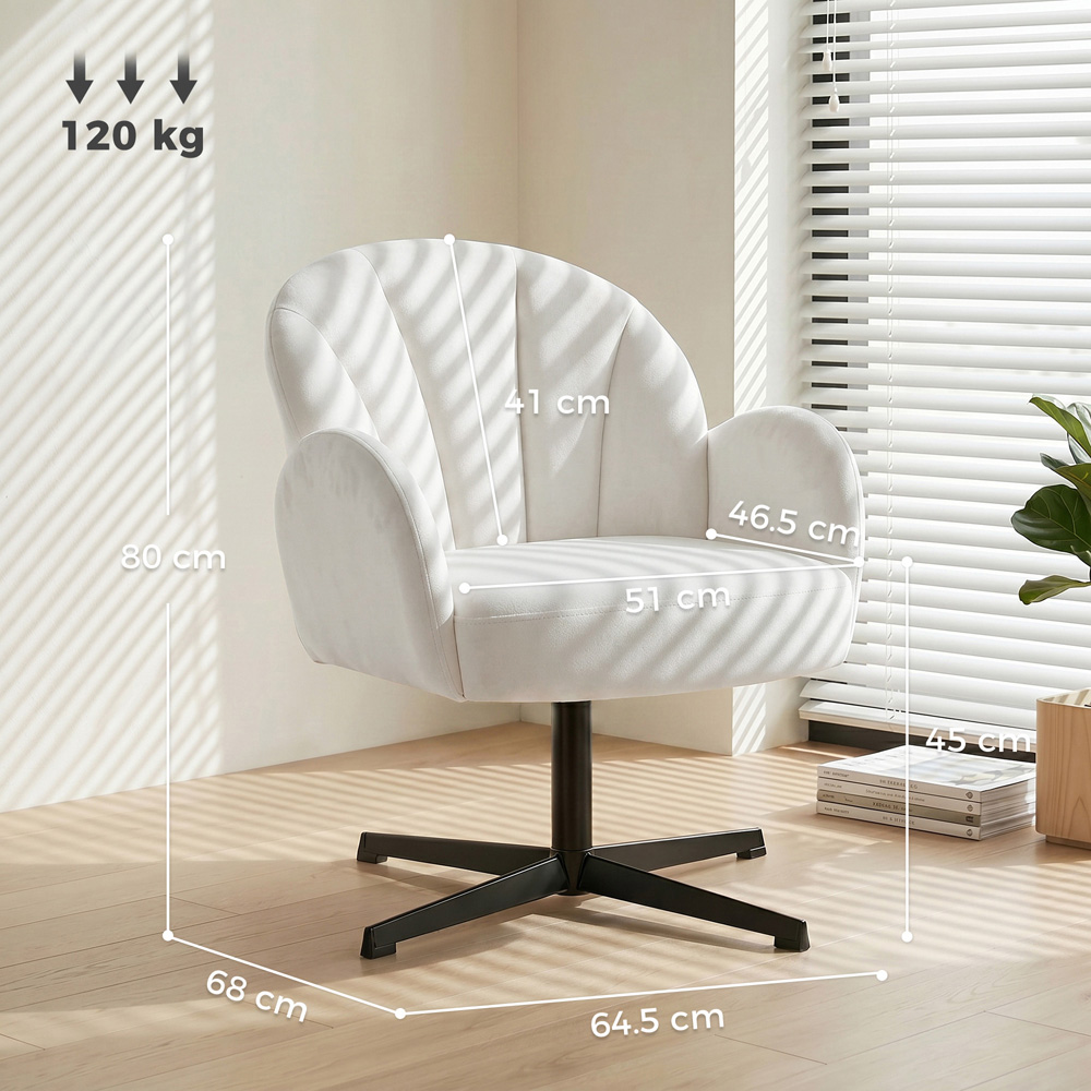 HOMCOM Cream Modern Swivel Accent Chair Image 9
