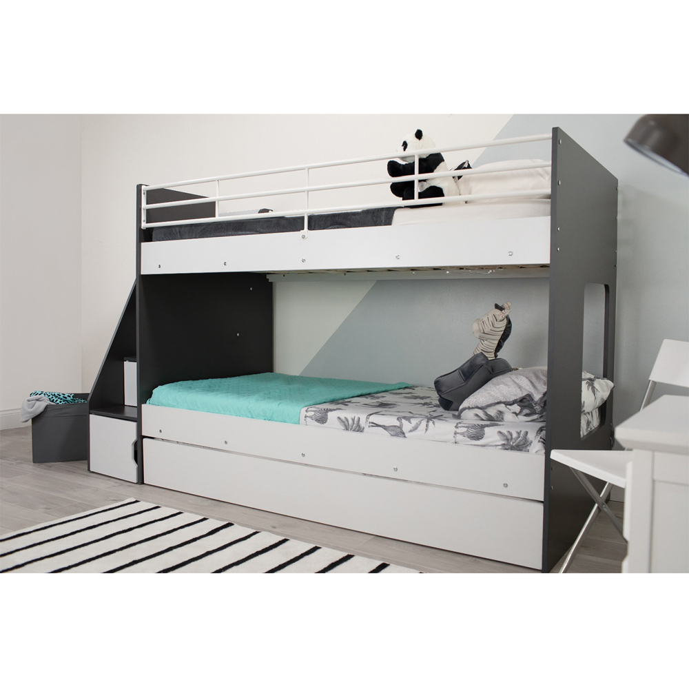Flair Jasper Grey and White Bunk Bed with Trundle Image 4