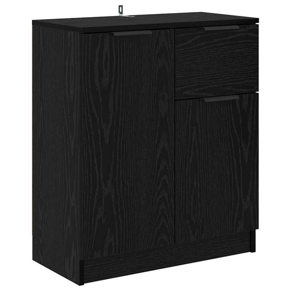 vidaXL 2 Door Single Drawer Black Oak Sideboard Set of 2 Image 7
