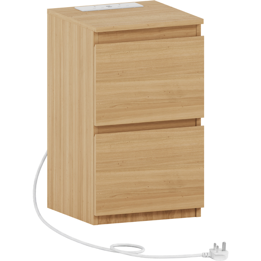 VIDA DESIGNS Denver 2 Drawer Pine Bedside Chest with Power Outlet Image 2