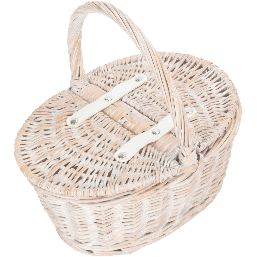 Red Hamper Childs White Wash Lidded Wicker Basket Image 2