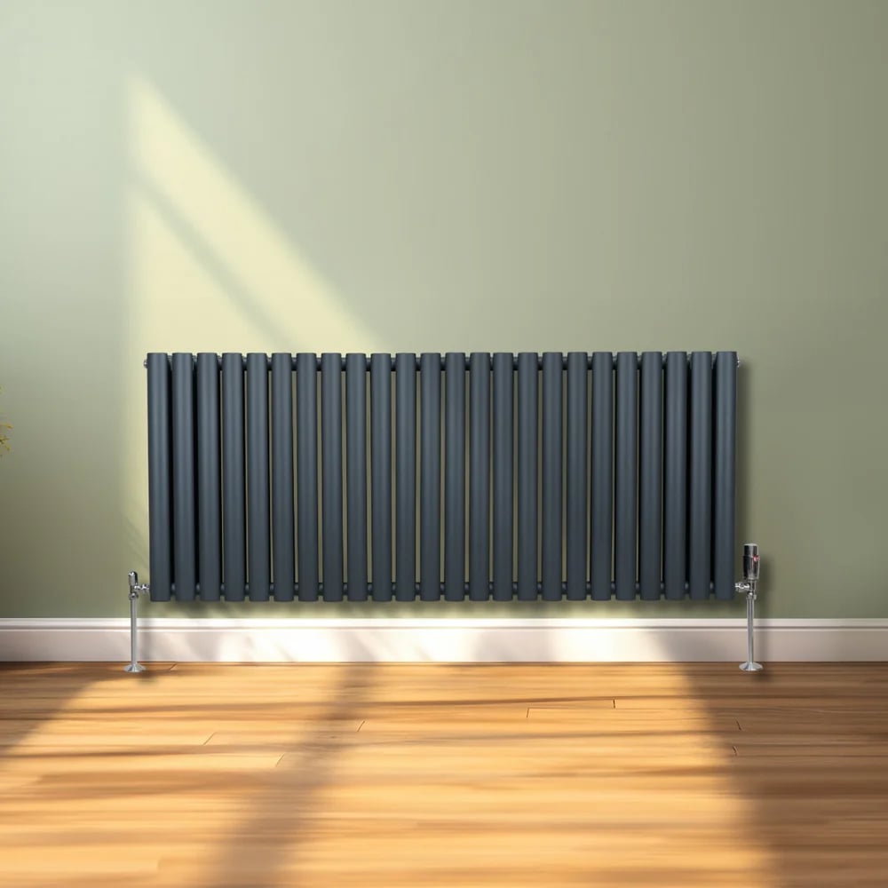 Monster Shop 6440BTU Anthracite Grey Oval Column Radiator 600 x 1440mm Image 2