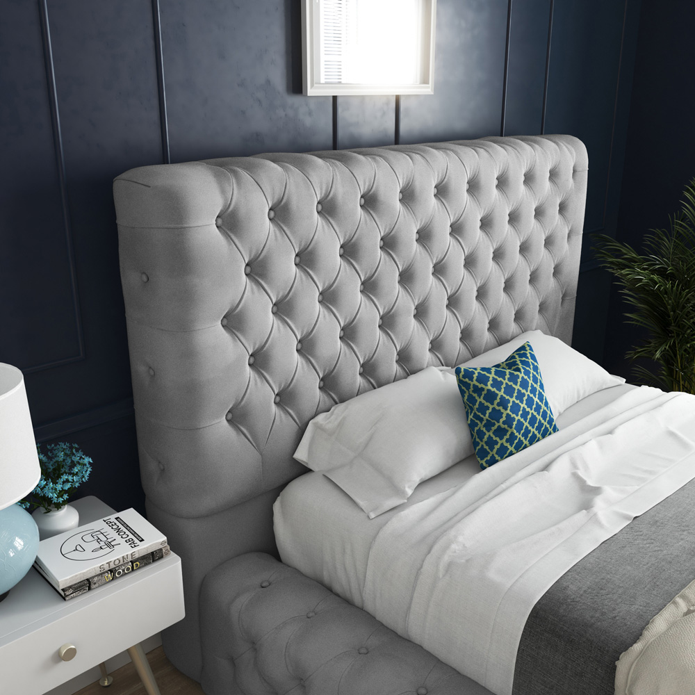 DS Living Cambridge Single Grey Soft Velvet Bed Frame Image 2