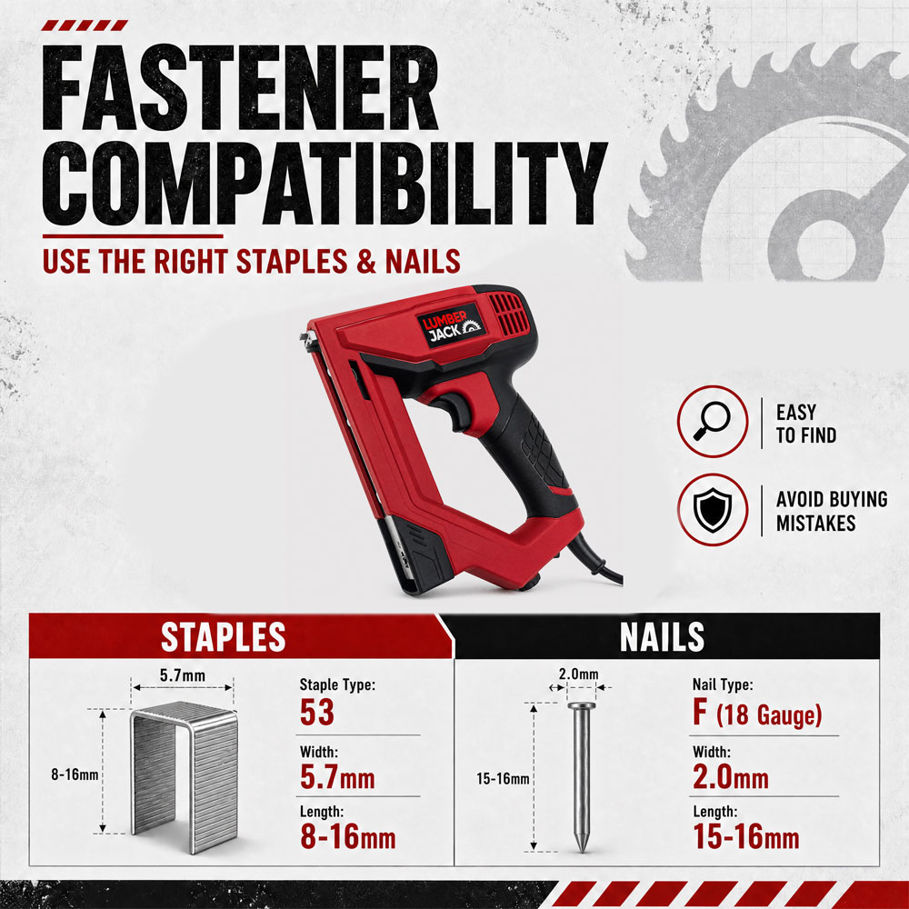Lumberjack TAC18G 230V Red Upholstery Framing Carpet Nailer Stapler Image 6