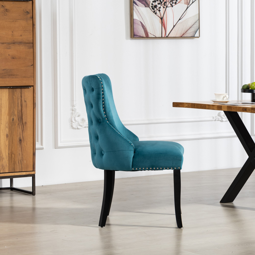 Artemis Home Palata Set of 2 Teal Velvet Fabric Dining Chair Image 3