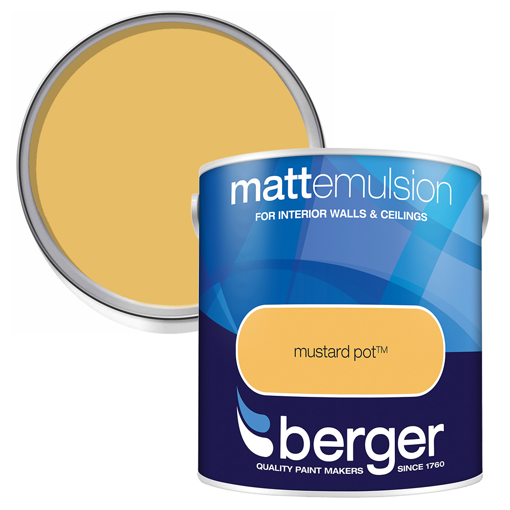 Berger Walls & Ceilings Mustard Pot Matt Emulsion Paint 2.5L Image 1