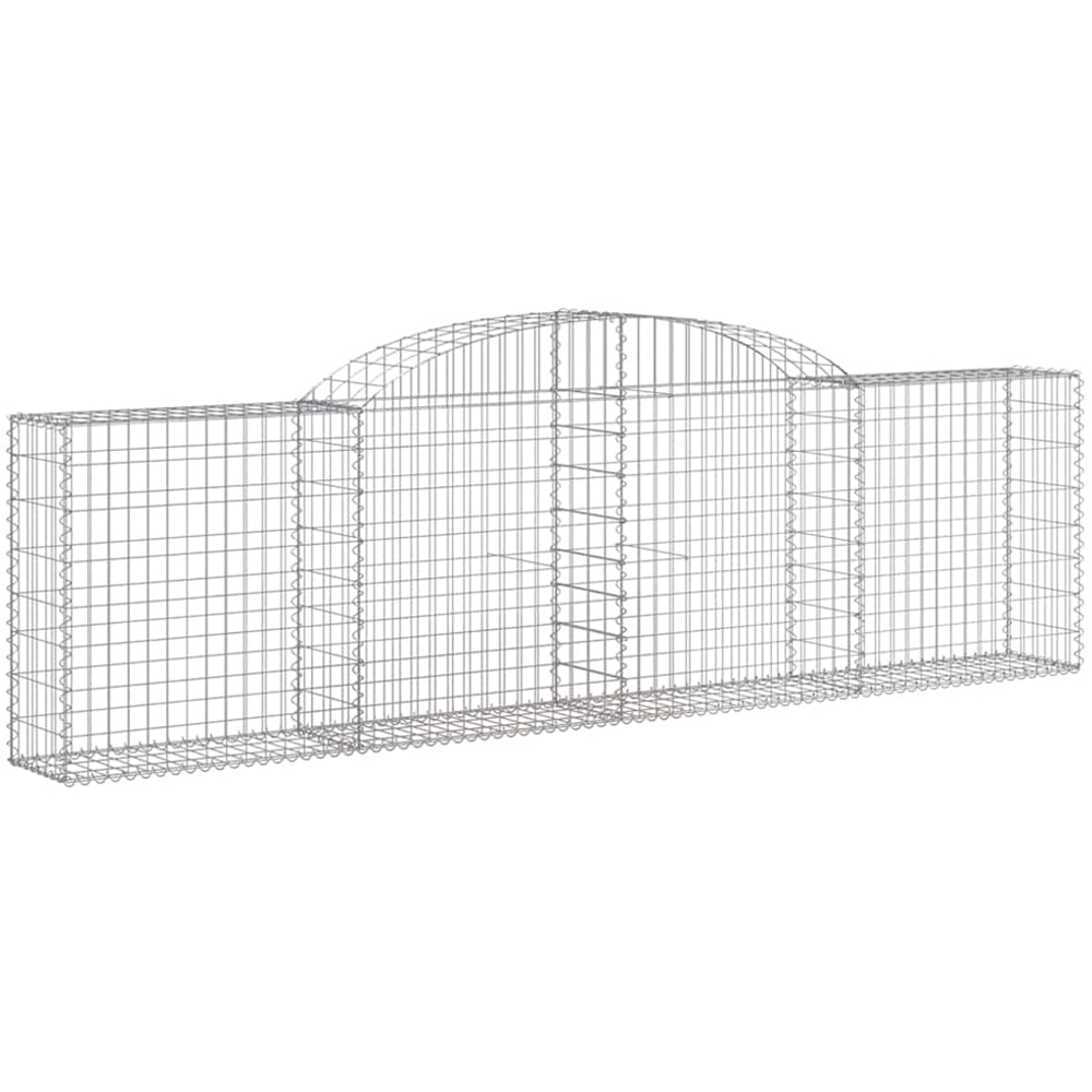 vidaXL Silver Galvanised Iron Arched Gabion Basket 300 x 30 x 80/100cm 12 Pack Image 1
