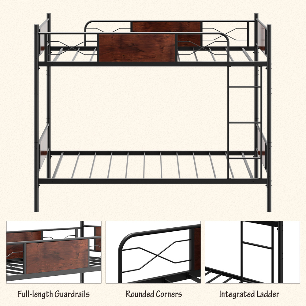 Costway Double Sleeper Convertible Metal Bunk Bed Frame with Ladder Image 7