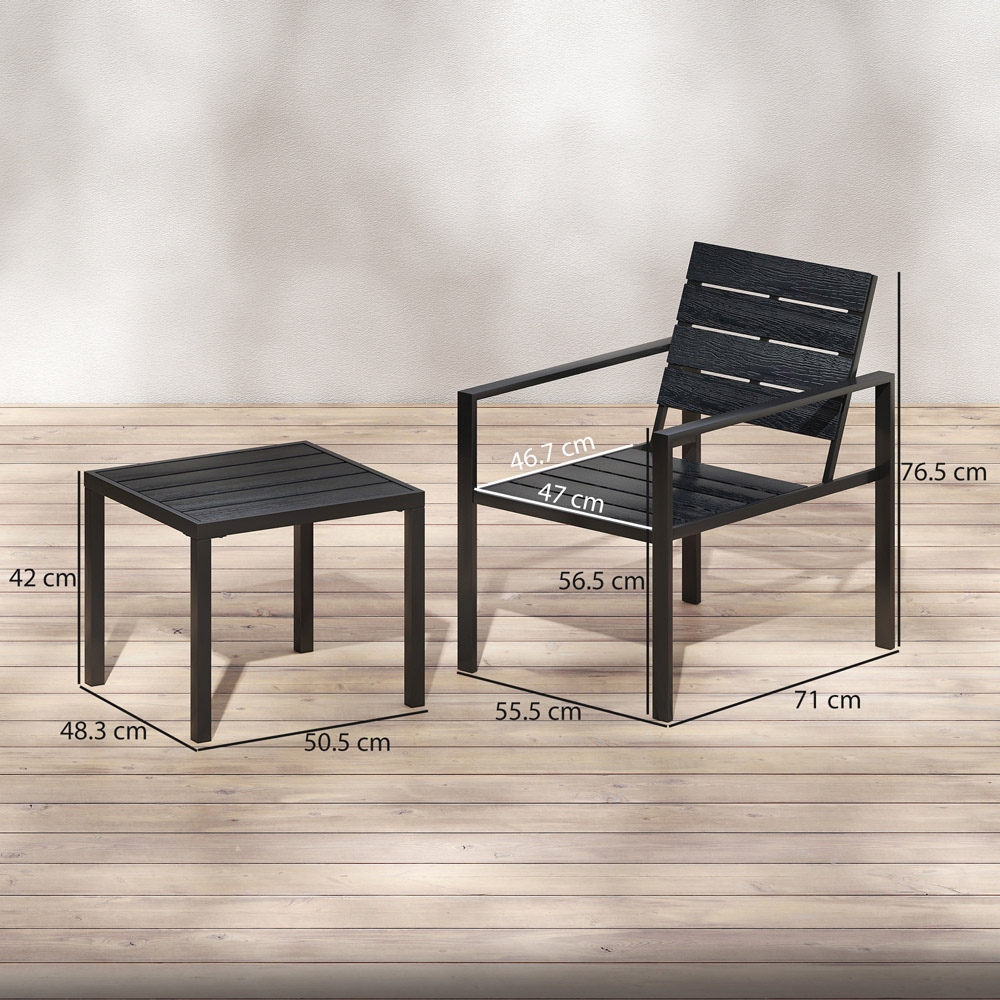 Outsunny 2 Seater Black Garden Bistro Set Image 9