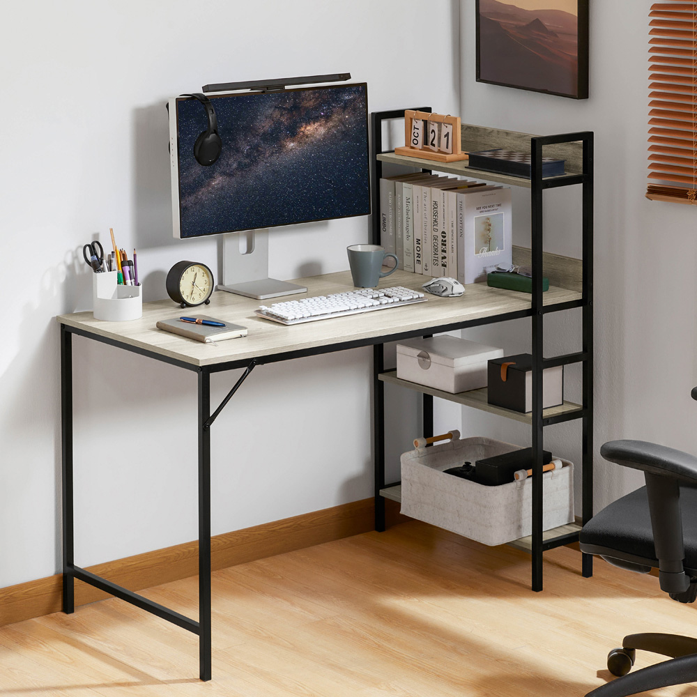 Vida Designs Brooklyn Grey Computer Desk with 3 Shelf Image 3