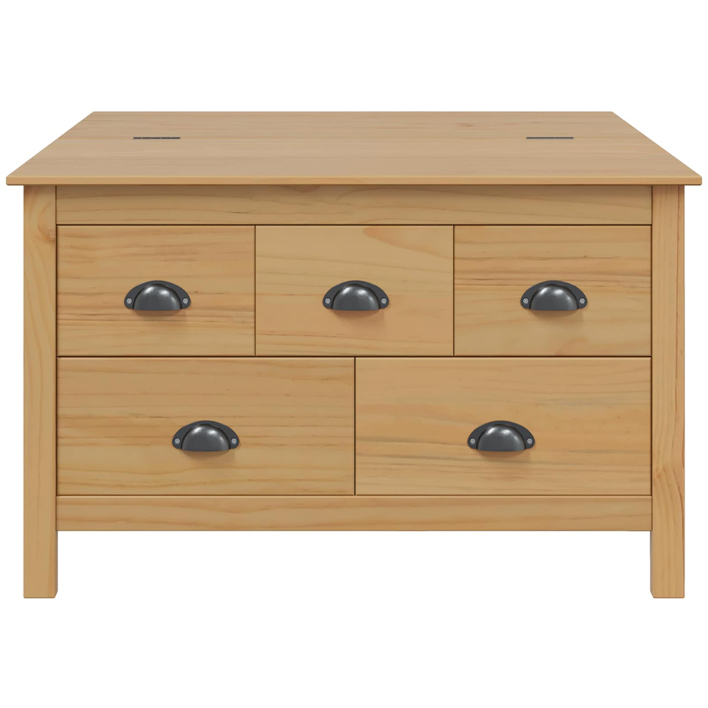 vidaXL Hill 5 Drawer Honey Brown Solid Pine Wood Coffee Table Image 6