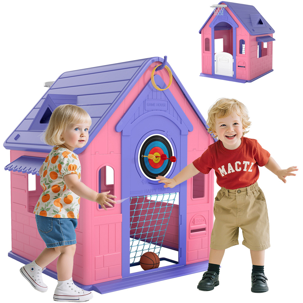 Tommy Toys AIYAPLAY 5-in-1 Kids Pink Playhouse with Built-In Games Image 3