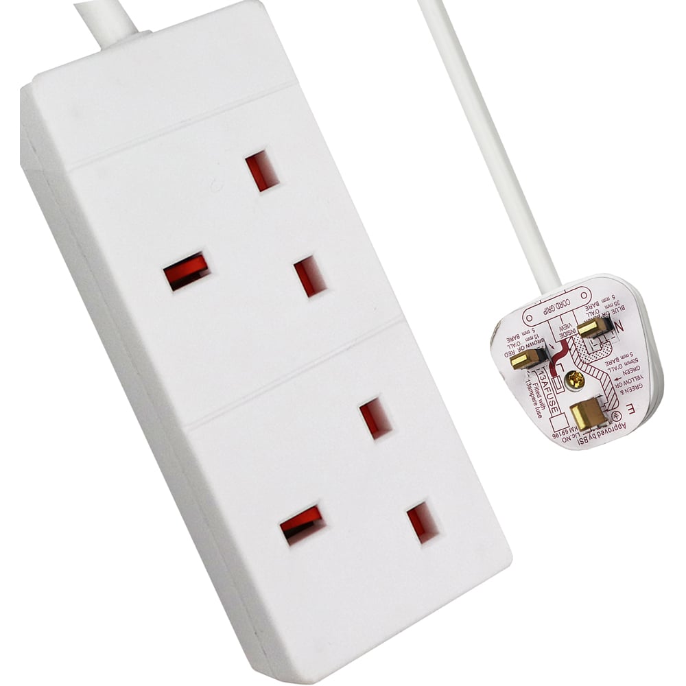 ExtraStar 2 Way White 13A Extension Lead 5m Image 1