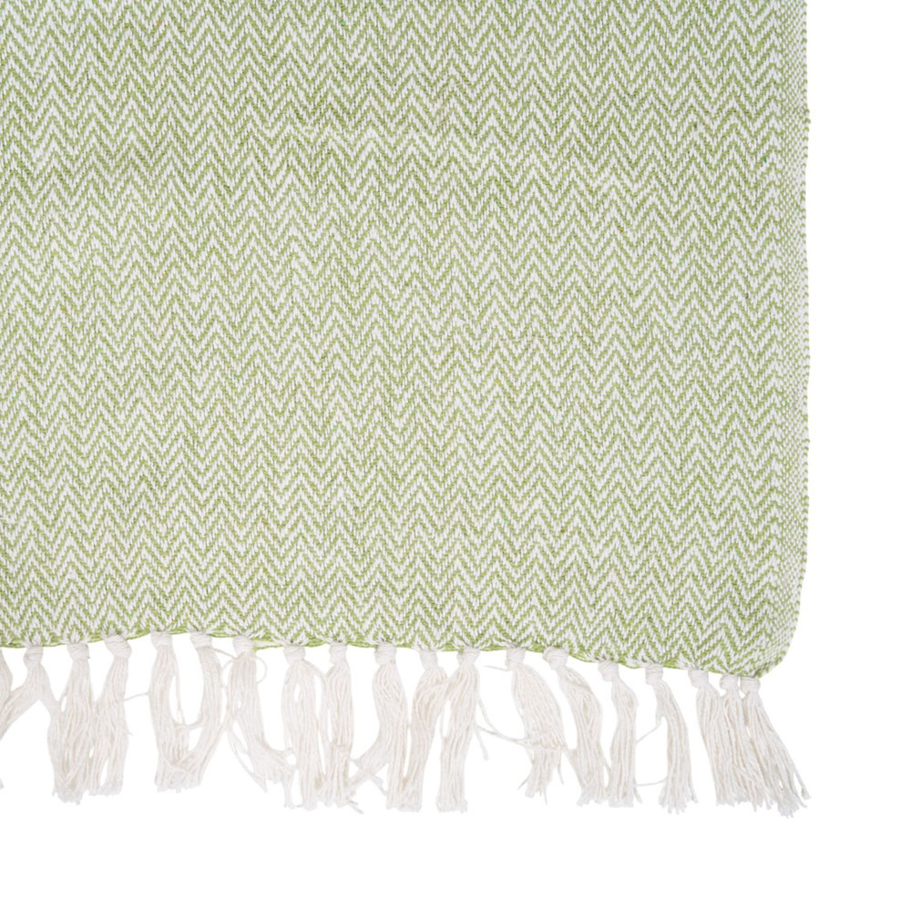 Chevron Woven Throw Green Image 5