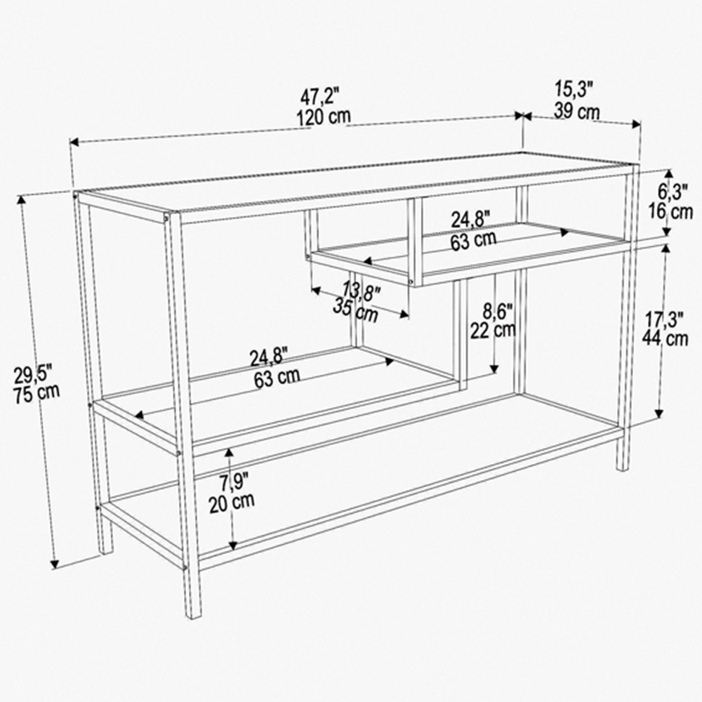 Decorotika Robins Industrial Black and Oak TV Stand Image 7