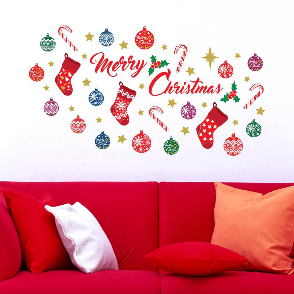 Walplus Merry Christmas Self Adhesive Wall Stickers 54 Piece Image 1
