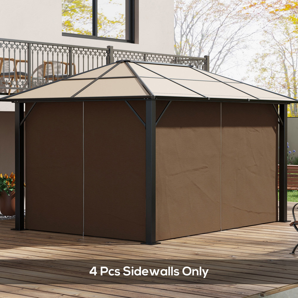 Outsunny 3 x 4m Brown Universal Gazebo Replacement Sidewall Panel 4 Pack Image 3