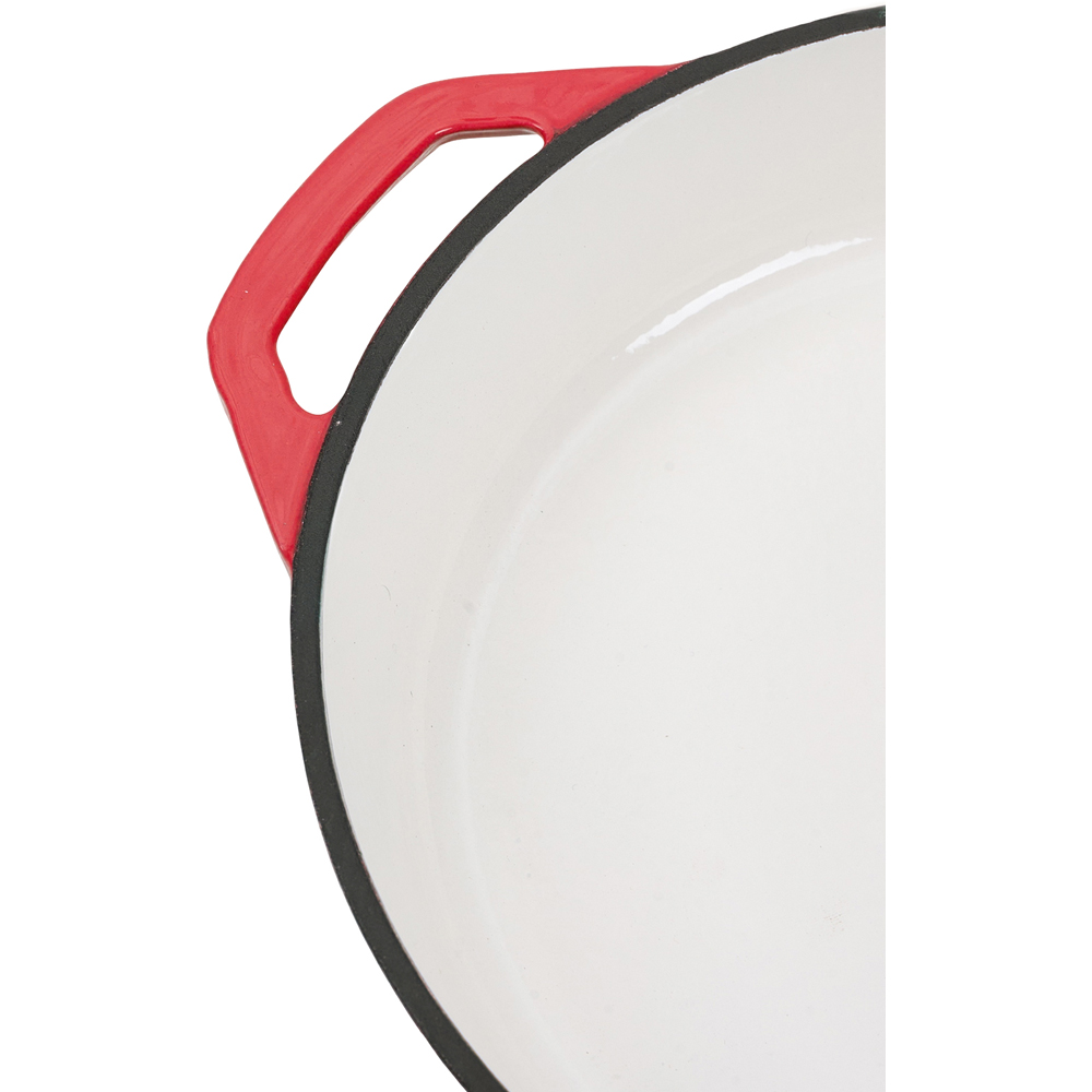 Living and Home 26cm Red Enamelled Cast Iron Round Skillet Image 4