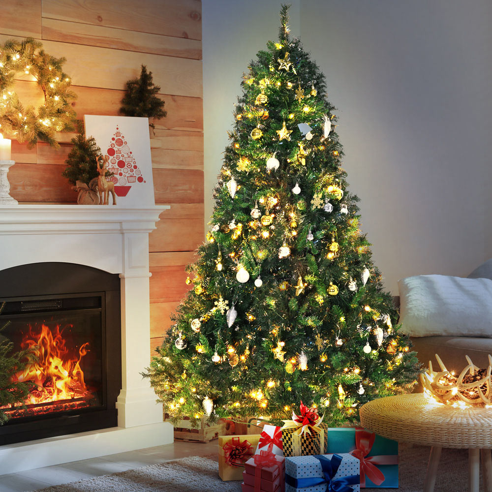 Everglow Pre-Lit Green Artificial Christmas Tree with Metal Stand 6ft Image 2