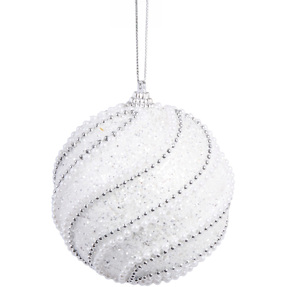 Set of 4 Beaded Glitter Baubles Image 2