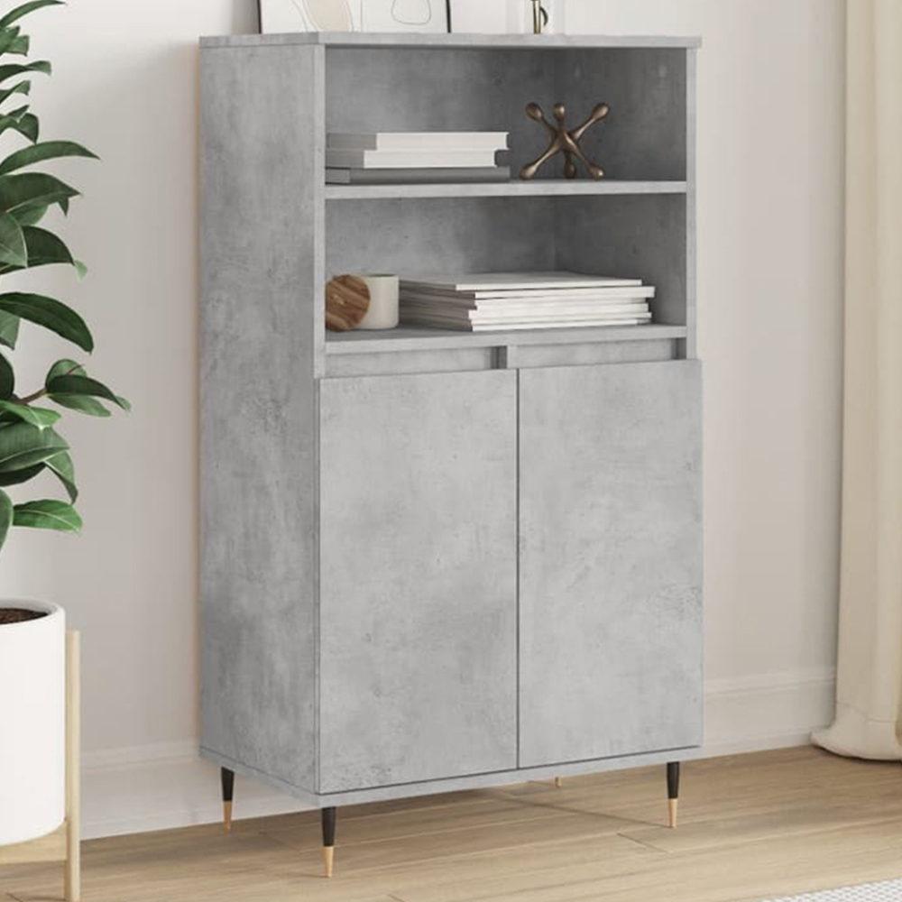 vidaXL 2 Door 2 Shelf Concrete Grey Highboard Image 1