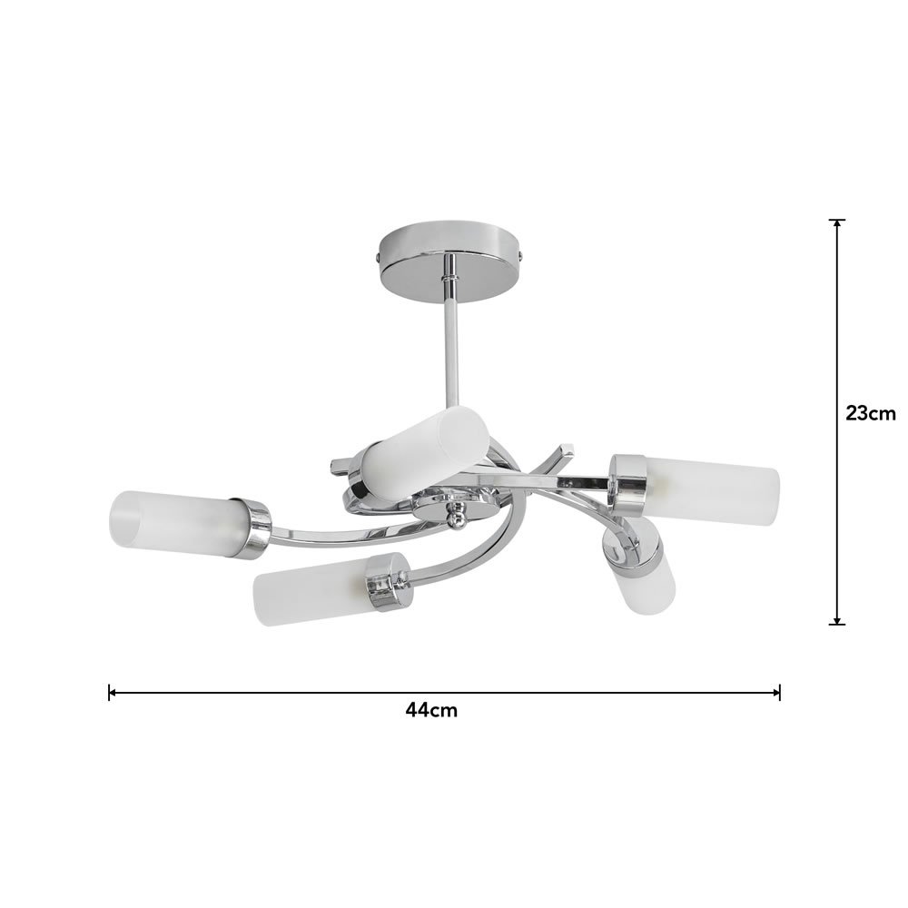 Wilko 5 Arm Chrome Swirl Ceiling Light with Frosted Glass Shades Image 6