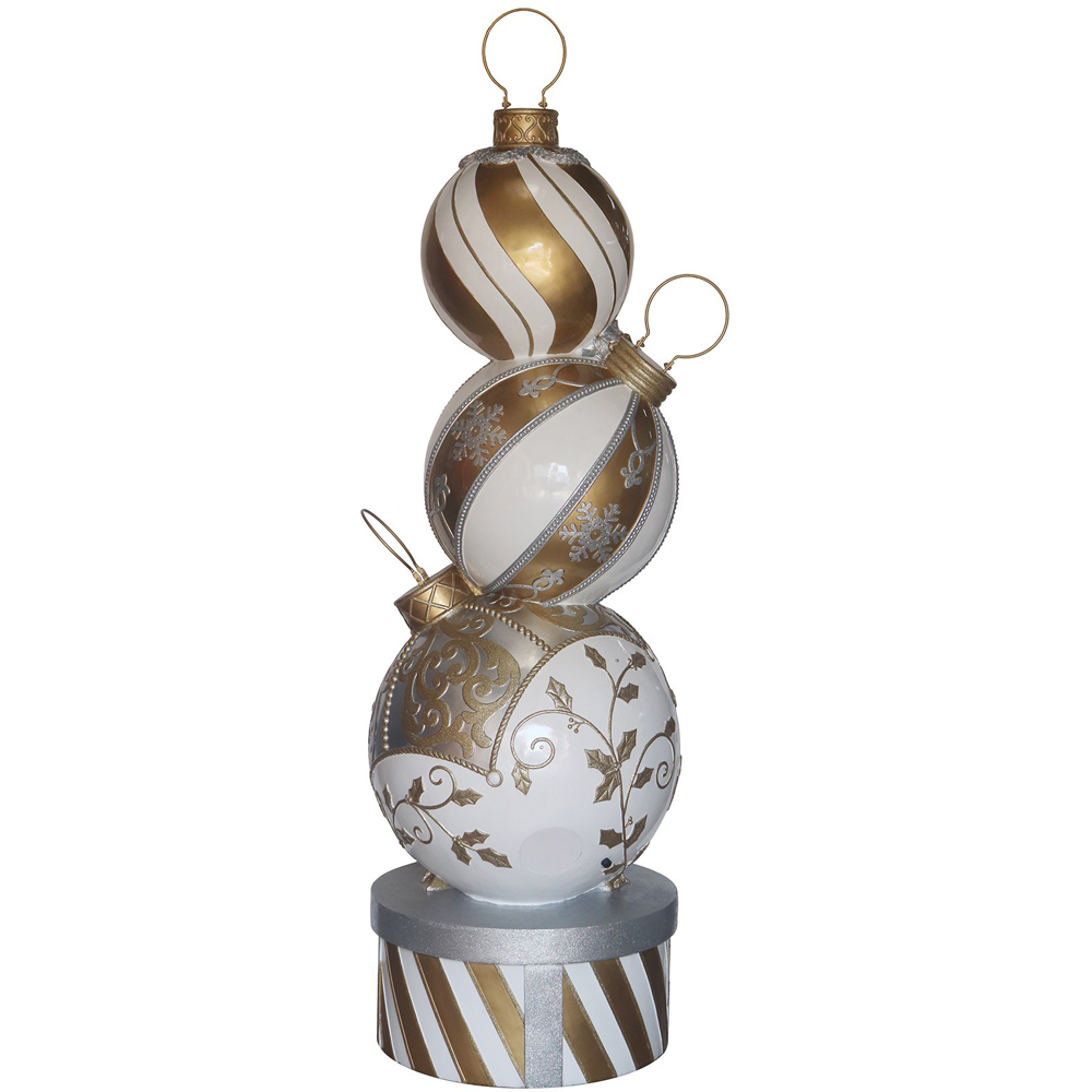 The Christmas Centre Gold and White LED Bauble Stack Decoration 150cm Image 2