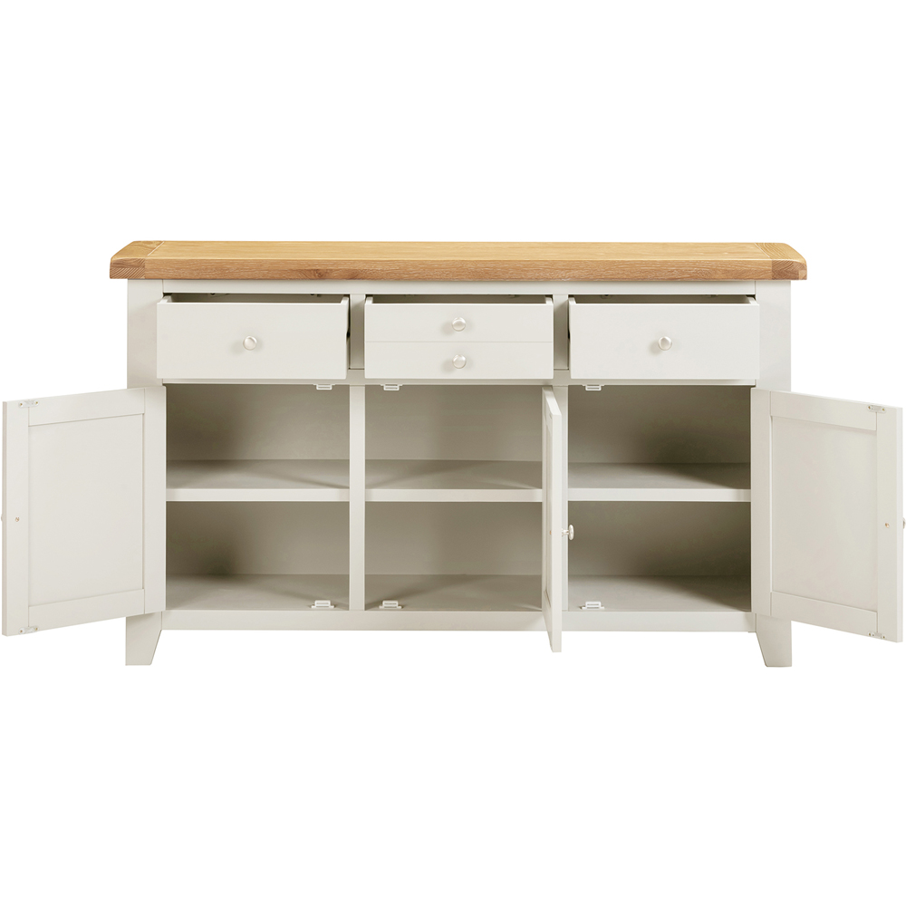 Seconique Windsor 3 Door 3 Drawer Ivory and Oak Sideboard Image 4