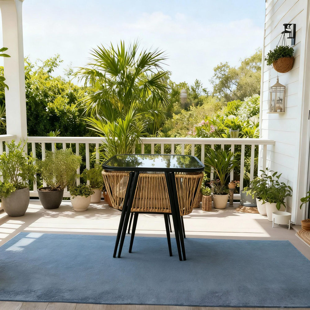 Home Source Valena 2 Seater Natural and Black Rattan Metal Bistro Set Image 8