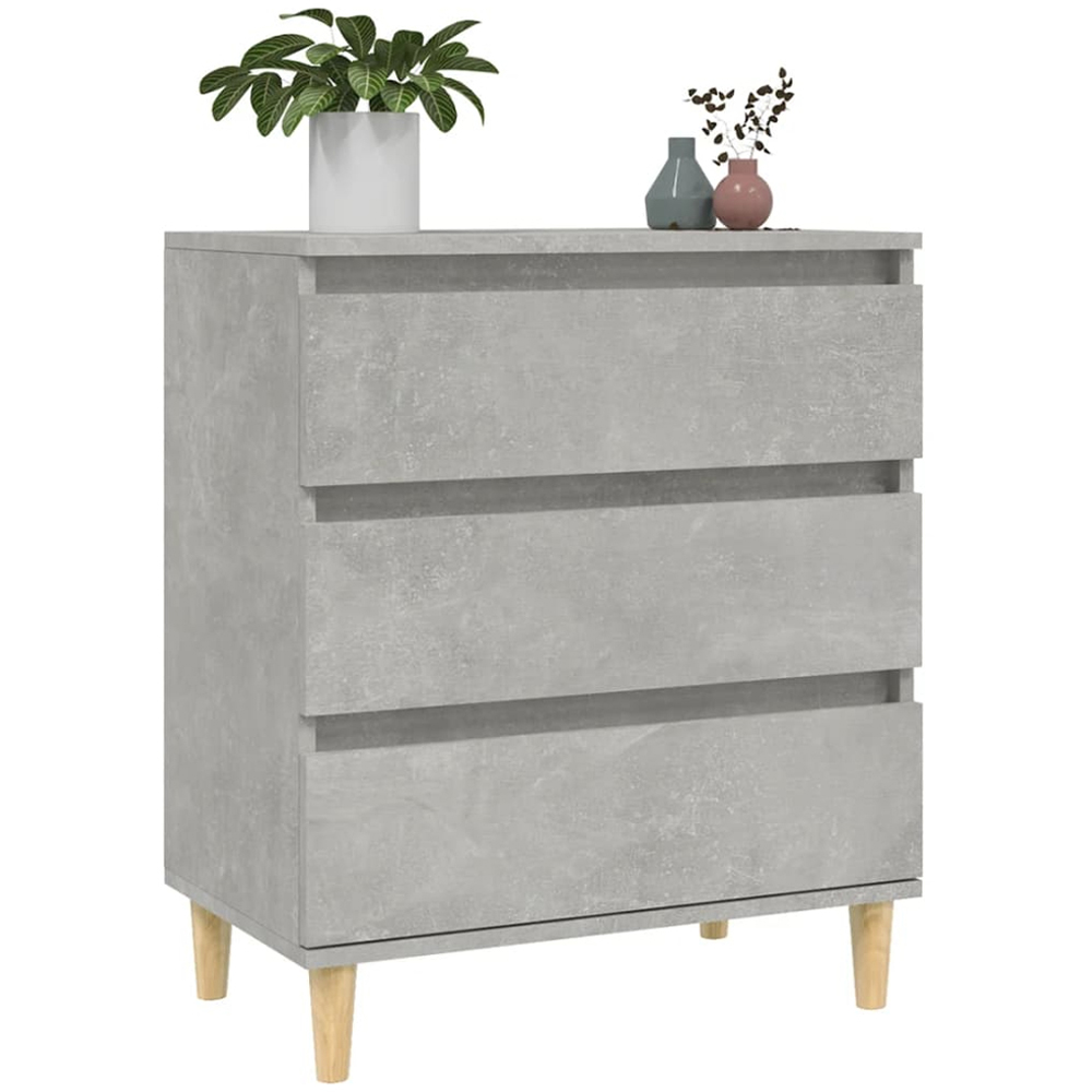 vidaXL 3 Drawer Concrete Grey Sideboard Image 3