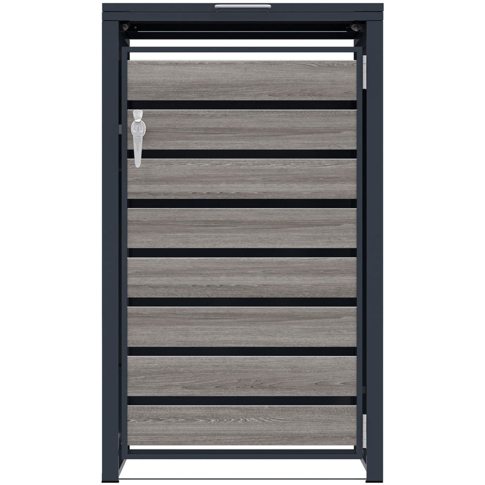 MonsterShop Anthracite Grey Wood Metal Wheelie Bin Storage Shed Image 1