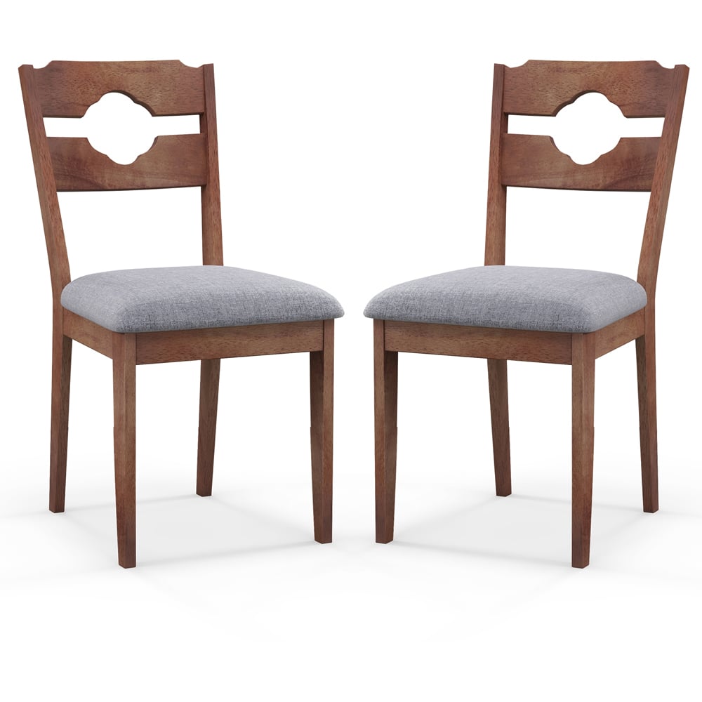 Costway Set of 2 Brown Fabric Dining Chairs Image 2