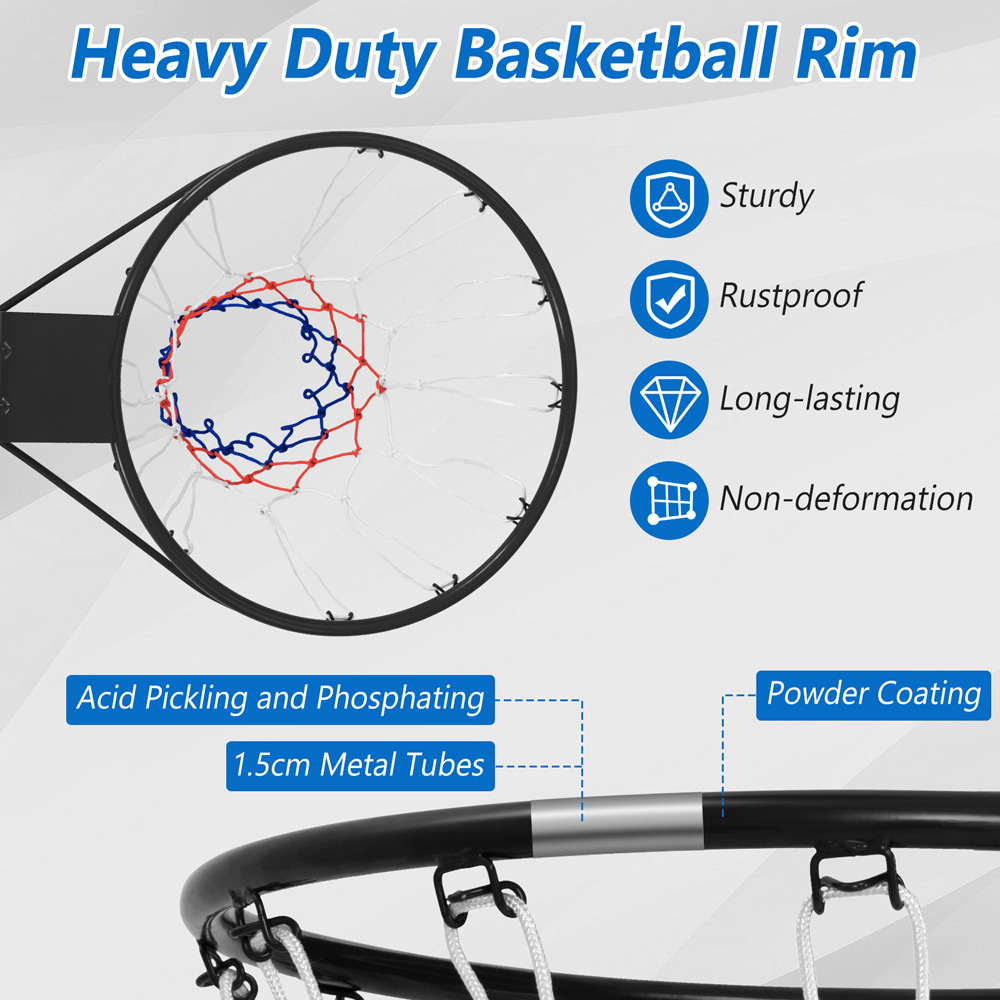 Costway Black Heavy Duty Basketball Rim with Mounting Hardware 38cm Image 6