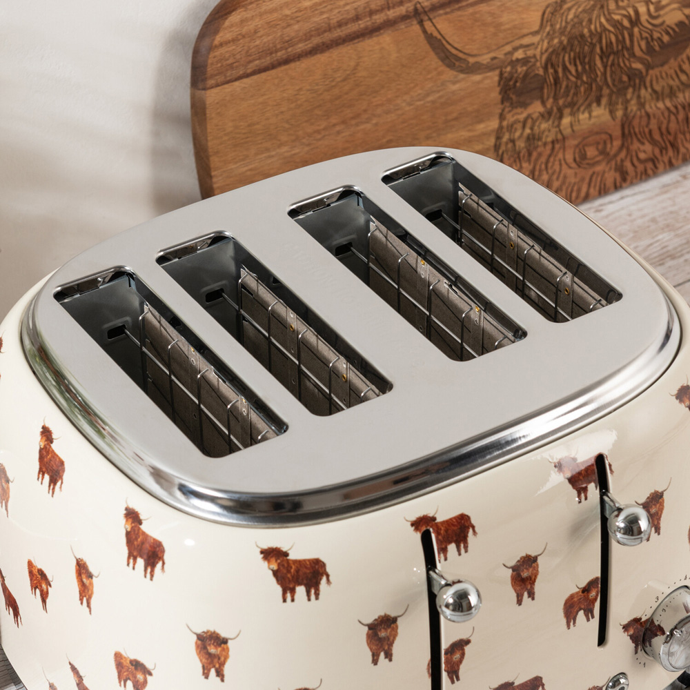 Highland Cow 4 Slice Toaster Cream Image 6