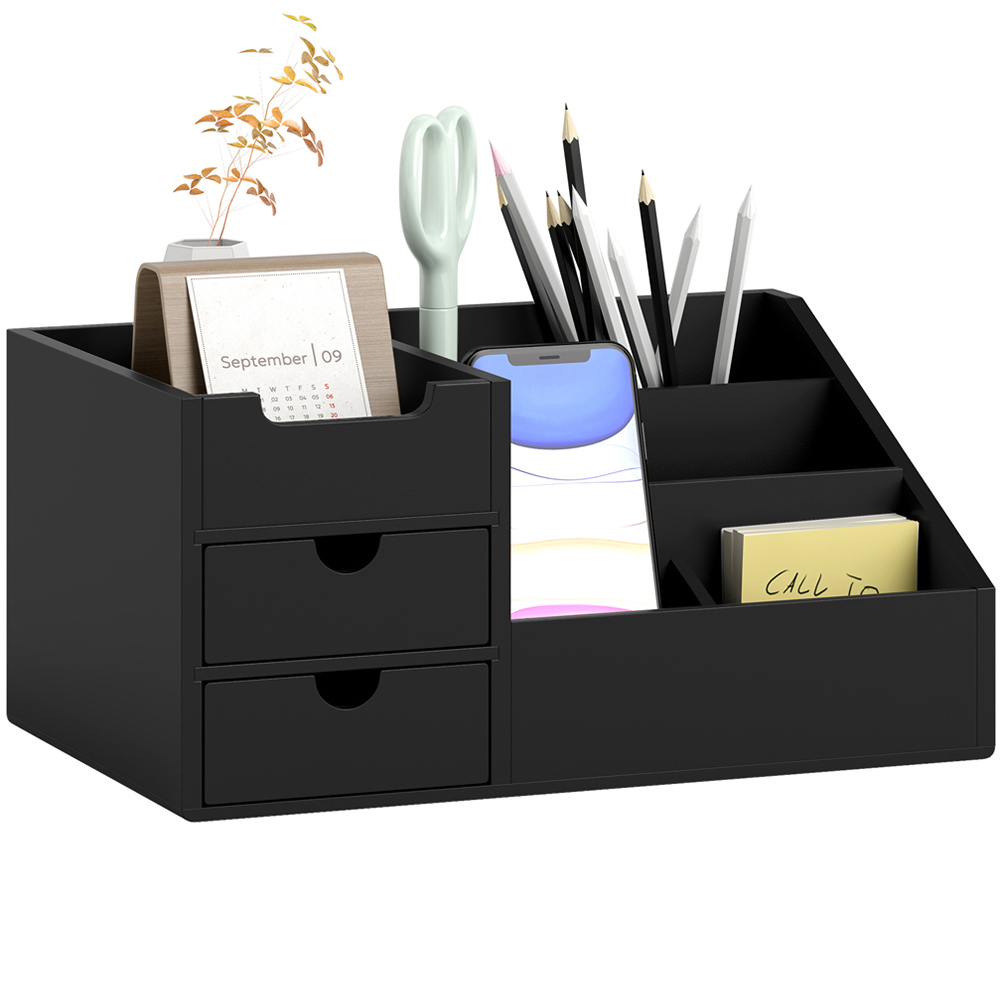 HOMCOM 2 Drawer Black Multi-Function Storage Caddy Image 1