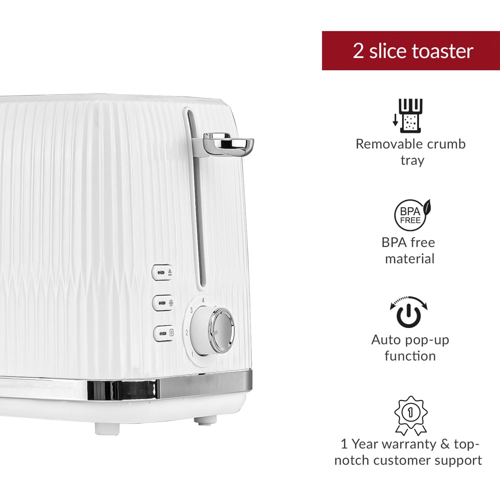 Innoteck Kitchen Pro White 2 Slice Toaster 800W Image 2