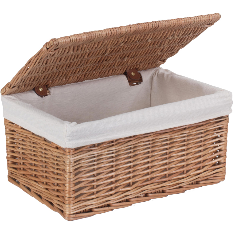 Red Hamper Small Light Steamed Cotton Lined Wicker Storage Basket Image 1