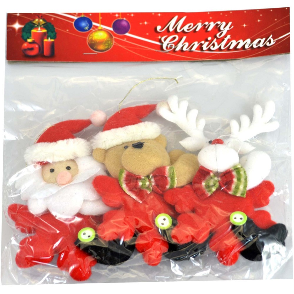 Shatchi 3 Piece Teddy Christmas Tree Hanging Decoration Image 2