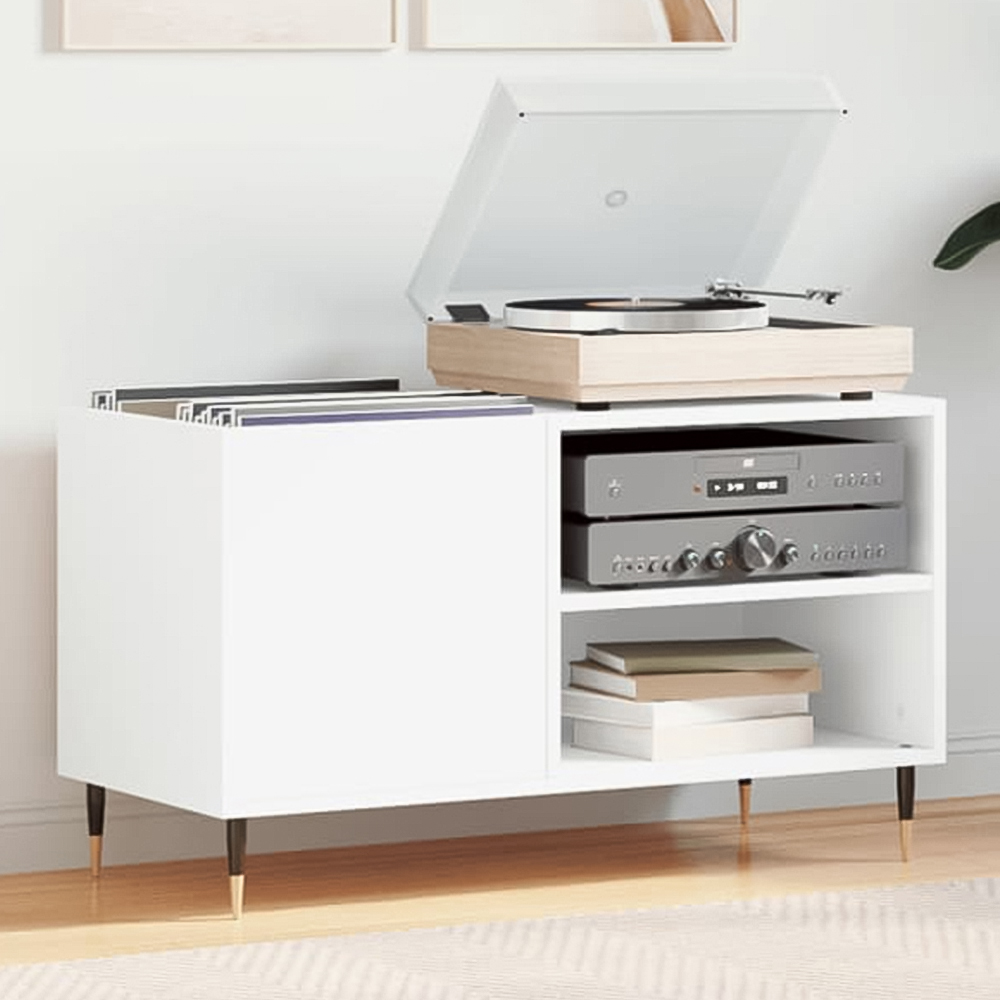 vidaXL 2 Shelf White Record Cabinet Image 1